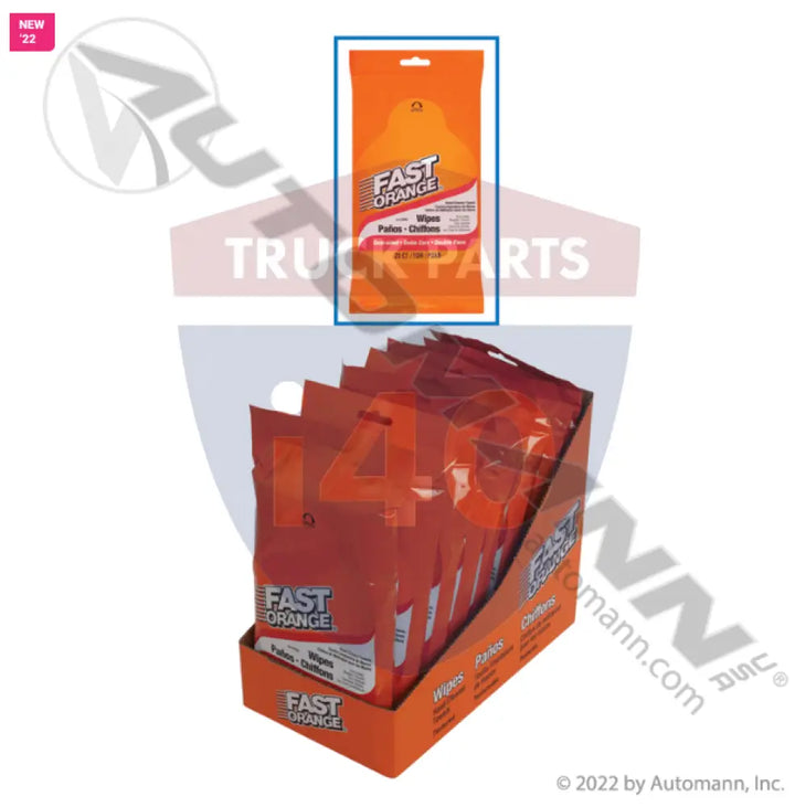 Permatex PRX25050CTN FAST ORANGE HD Hand Cleanr Wipes -8 - Hand Care