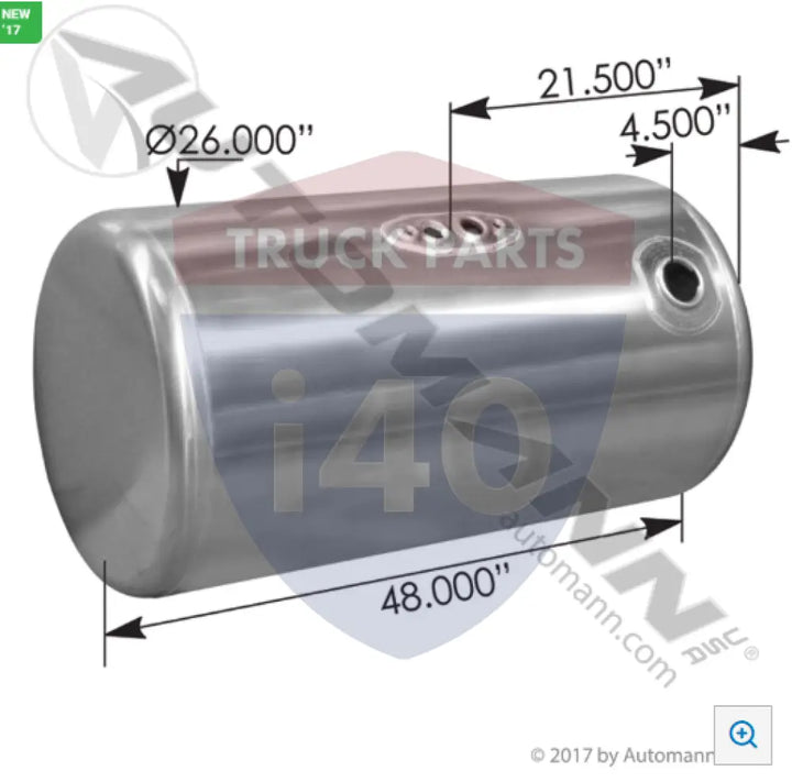 Automann 576.75100260DR Fuel Tank Round Peterbilt - Fuel Tank Round Peterbilt
