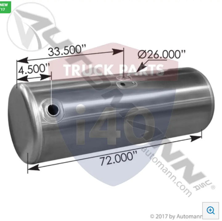 Automann 576.75150260PR8 Fuel Tank Round Peterbilt - Fuel Tank Round Peterbilt