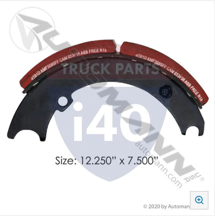 Automann 143.459182.30 Lined Brake Shoe 12.250in 7.500in - 23K Lb GAWR