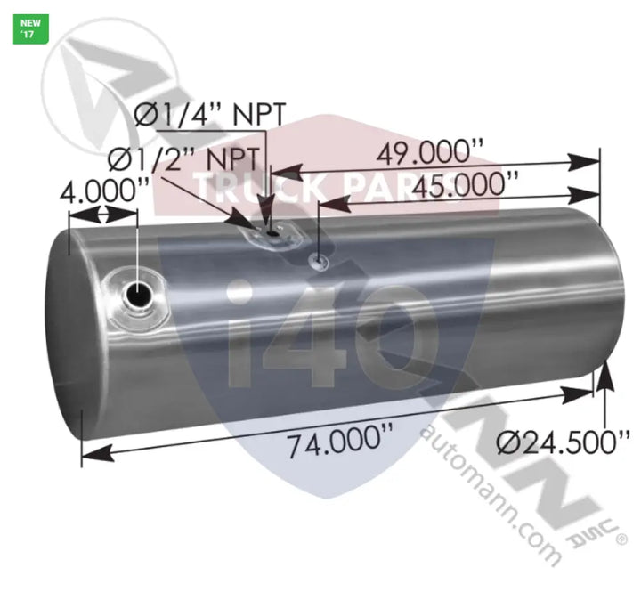 Automann 576.59150240PRRM Fuel Tank Round Kenworth - Fuel Tank Round Kenworth