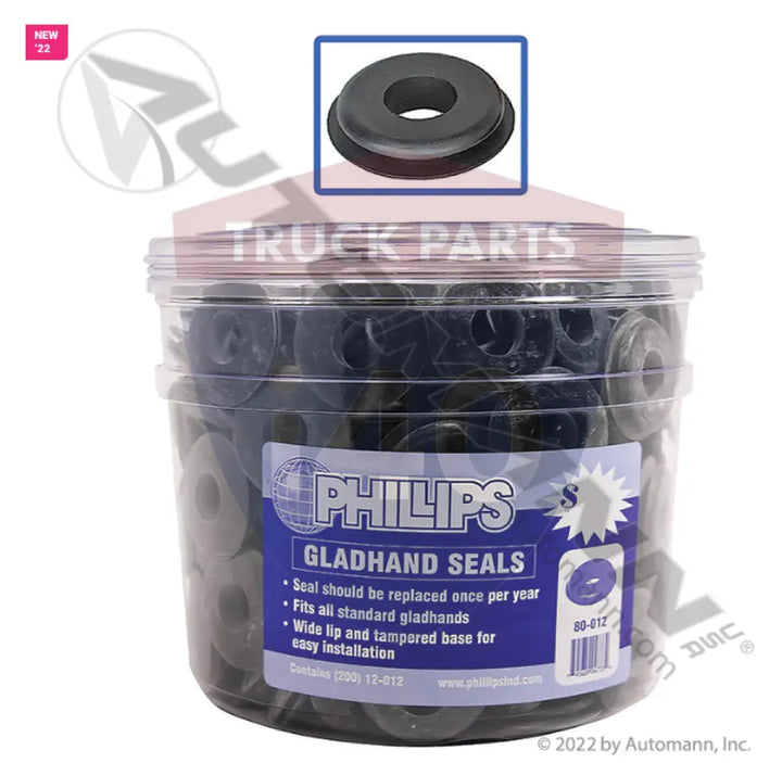 Phillips PHI80-012 Gladhand Seal Bucket - Universal Rubber Pack of 200 - Gladhand Seals