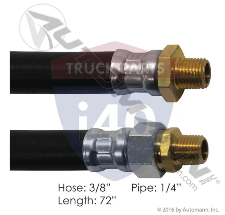 Automann 177.7172 Air Hose Assy 3/8in 1/4in Pipe 72in - 1/4’’ NPT Fixed x 1/4’’ NPT Swivel