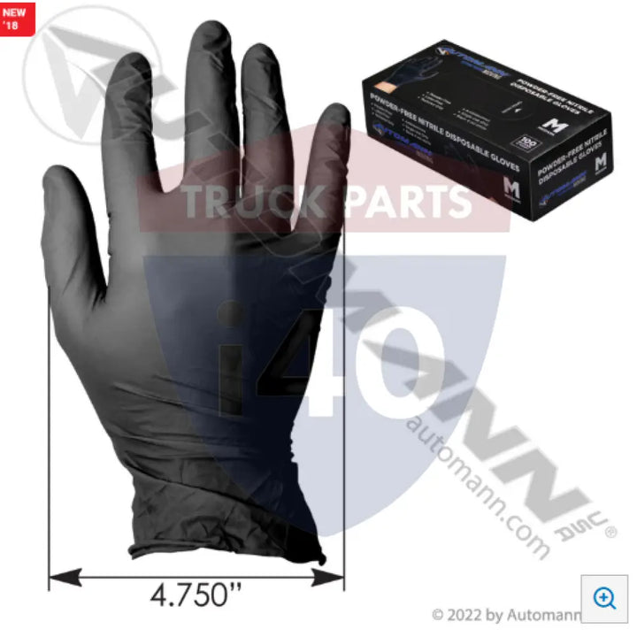 Automann 571.G1001M Nitrile Gloves 100ct Black 4mil Medium - Safety