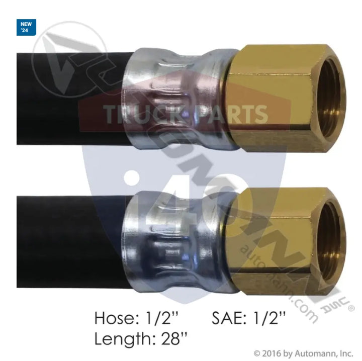 1221021028 Air Hose Assy 1/2in 1/2in SAE Swl-28in For Freightliner - Dual 1/2’’ SAE Swivel Ends