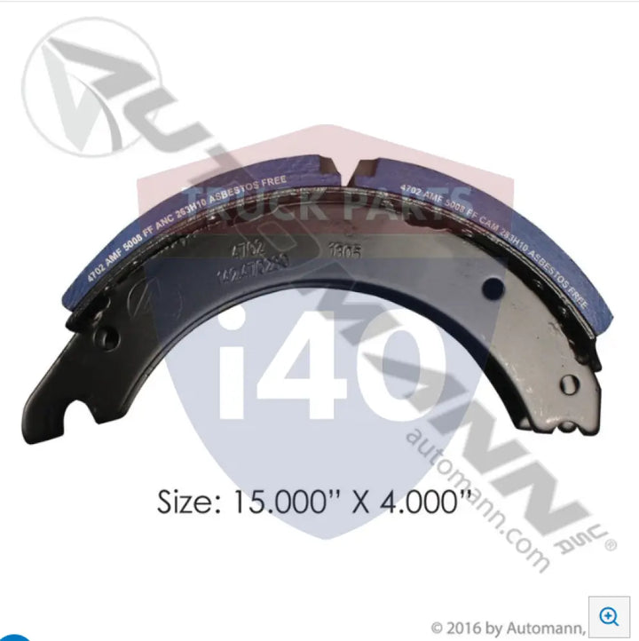 Automann 143.470280.50 Lined Brake Shoe 15.000in 4.000in - 20K Lb GAWR