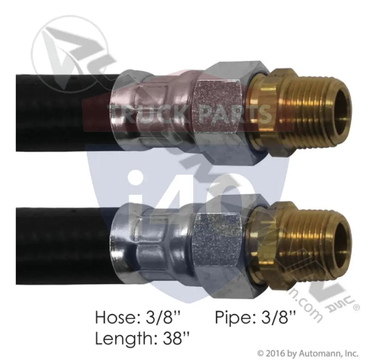 Automann 177.73638 Air Hose Assy 3/8in 3/8in Swivels-38in - Dual 3/8’’ NPT Swivel Ends
