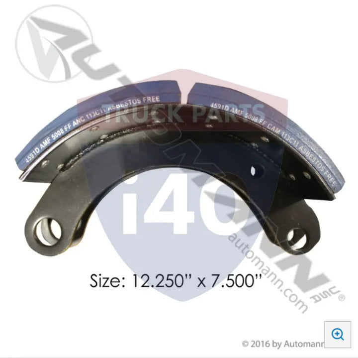 Automann 143.459181.50 Lined Brake Shoe 12.250in 7.500in - 20K Lb GAWR