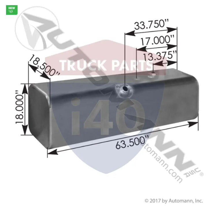 Automann 576.46092180PRX Fuel Tank Rectangular Freightliner - Fuel Tank Rectangular Freightliner