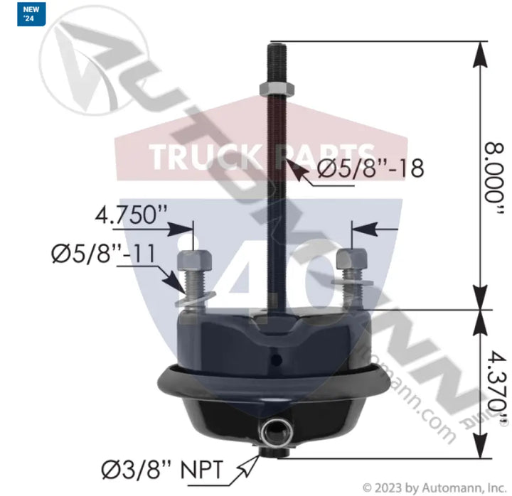 MGM Brakes 179.M1617001 MGM Service Chamber CS16LH - Threaded Rod