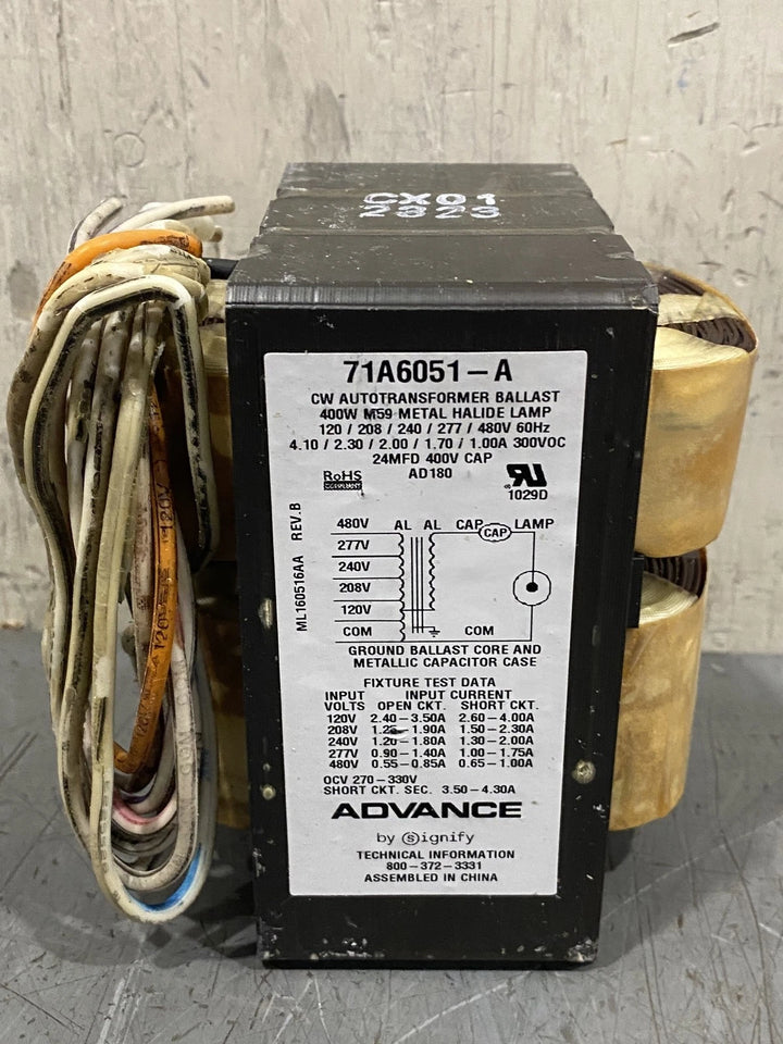 Advance 400 Watt M59 Metal Halide Ballast 71A6051-001D