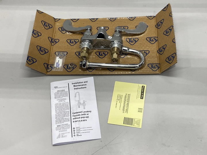 T&S Brass B-0892 Medical Faucet 4" Centerset Wrist Action Handles Gooseneck