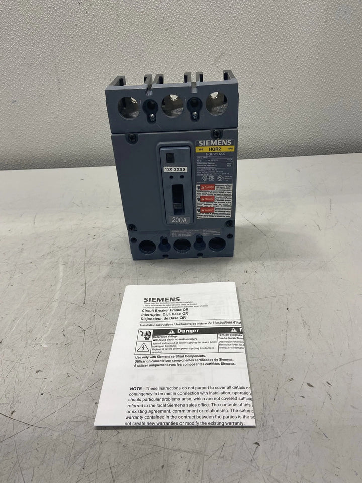 Siemens 200A 240V 65KA Black Breaker QR 3P HQR23B200