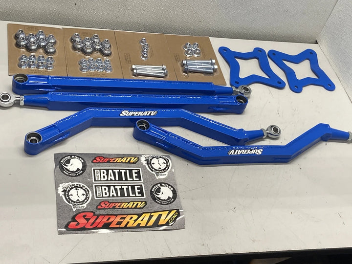 SuperATV Boxed High Clearance Rear Radius Arms Polaris RZR XP Turbo Voodoo Blue