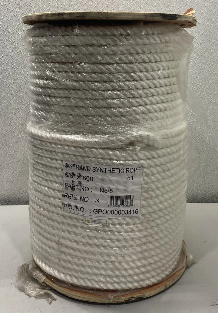 General Work Products Twisted Nylon Rope 3 Strand High Strength 5/8" Dia 600Ft L