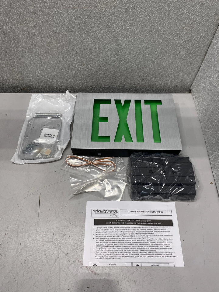 Lithonia Lighting LE-S-1-G EL-N Die Cast Aluminum Exit Sign Green Letters