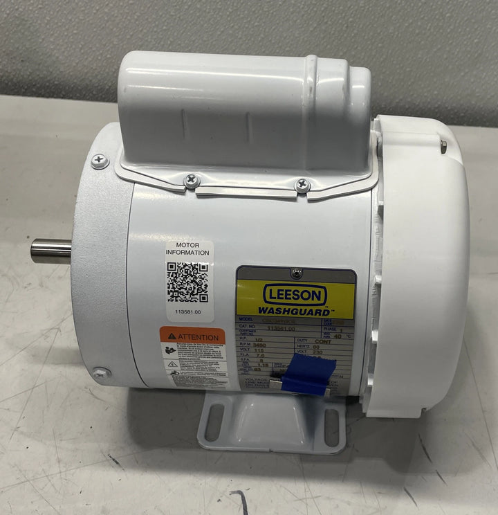 Leeson Motor 1/2 HP 3450 RPM 56 C 115/208-230 V 1 Phase C6C34WK3L