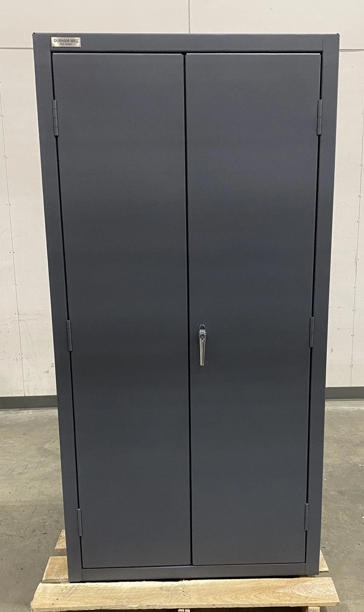 Durham 36” x 25” x 72” Steel Bin Cabinet 126 Blue Bins 2501-BDLP-126-5295
