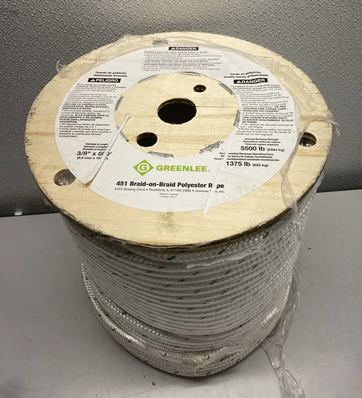 Greenlee 451 Robe Poly Braid on Braid 3/8" x 600' - White