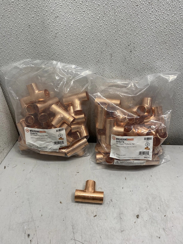 Wolverine Brass 55407X ProSeries Tee 3/4" Lot of 50