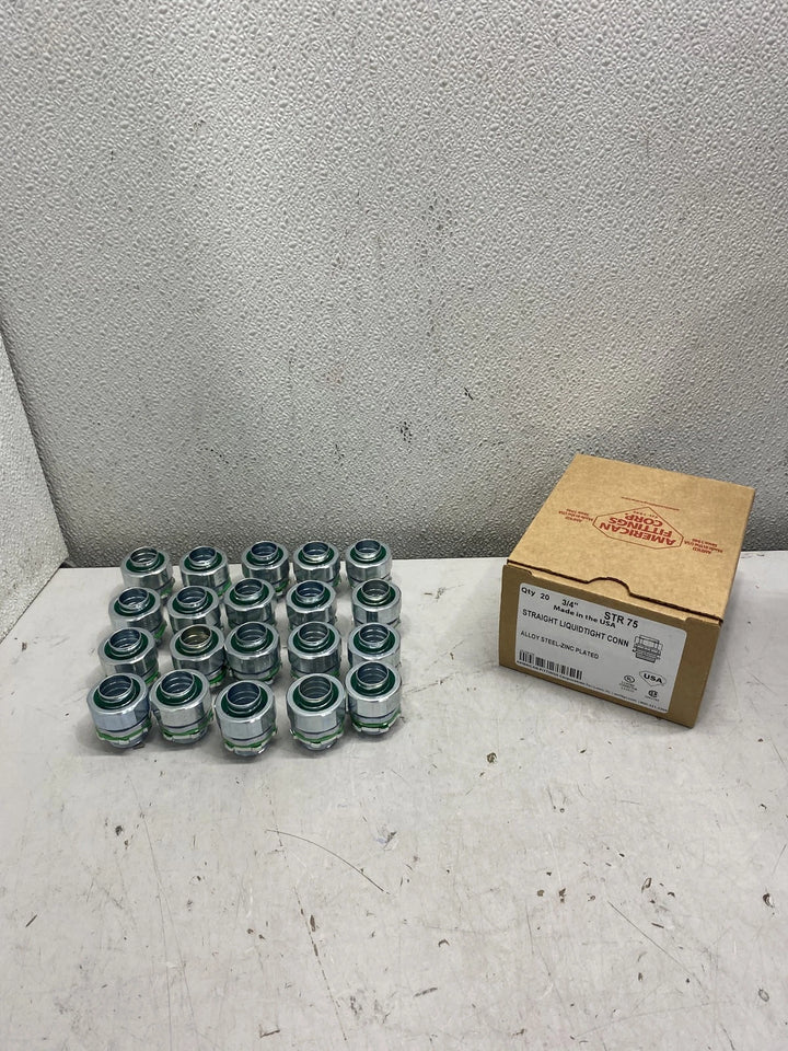 American Fittings STR75 Straight Liquidtight Connector 3/4" Box of 20