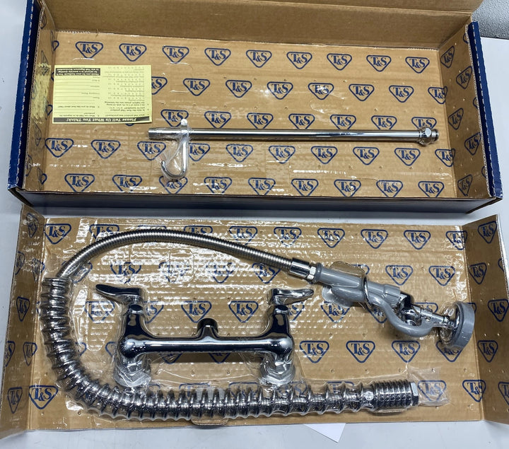 T&S Spring Action Pre-Rinse Kitchen Faucet 8" Wall Mount B-0133