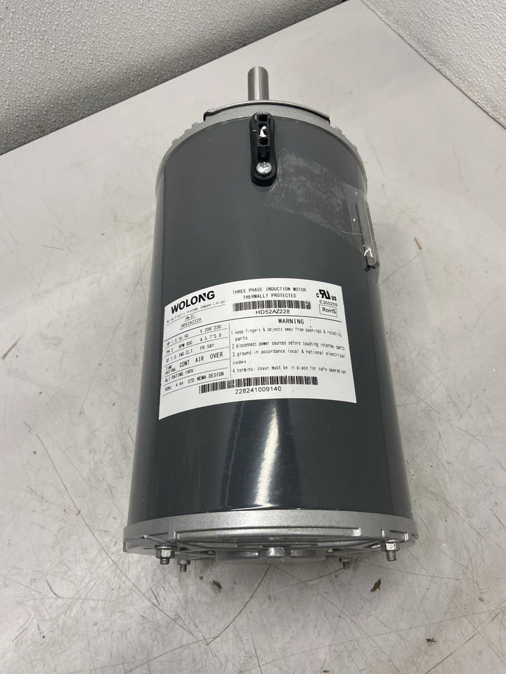Wolong 1.25 HP 208-230V 850 RPM 3 Ph Condenser Fan Motor HD52AZ228