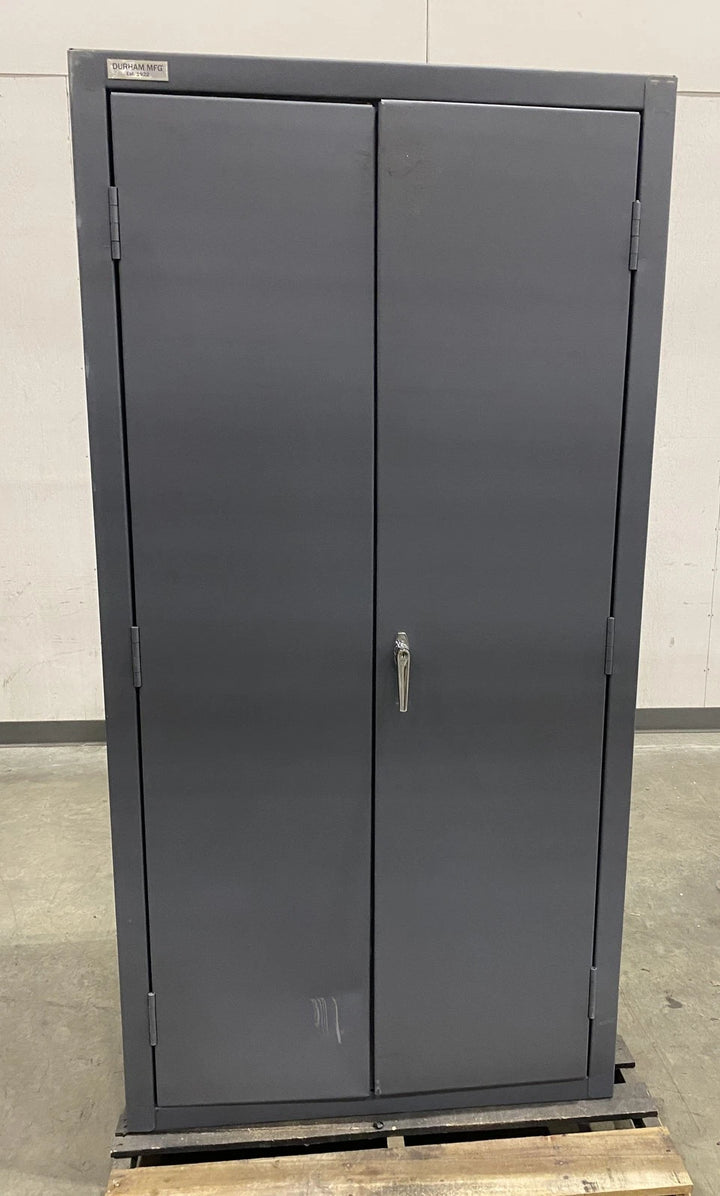 Durham 2501-BDLP-126-5295 36” x 25” x 72” Steel Bin Cabinet 126 Blue Bins