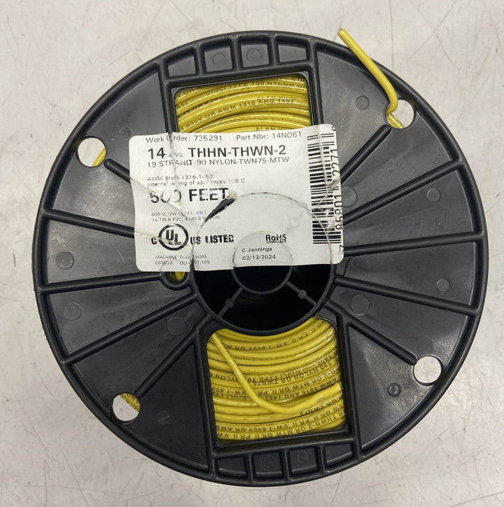 REGENCY WIRE & CABLE 14stryw 500'/roll #14 Yellow Thhn Stranded Wire 22960901