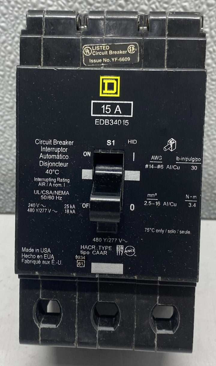 Square D Schneider Electric Bolt-on EDB Circuit Breaker EDB34015