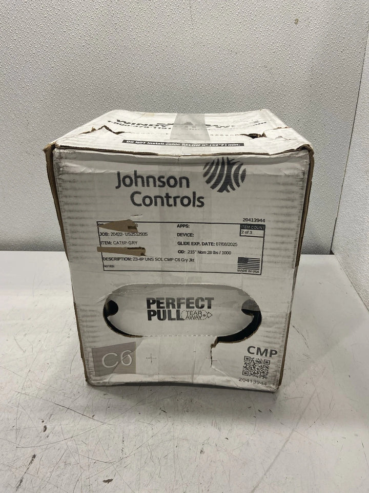 Johnson Controls 23 AWG 4 Pair Non-Shielded Plenum Cat 6 Gray 1000' CAT6P-GRY