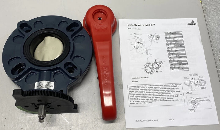 Asahi Butterfly Valve, 3" Pipe Size, PVC 173730030