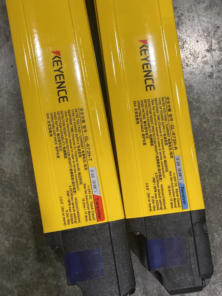 Keyence GL-R72H Safety Light Curtain Transmitter & Receiver Set 24VDC