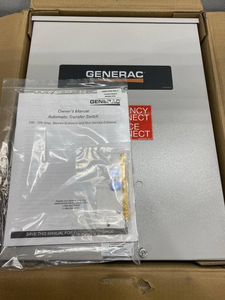 Generac 100 Amp Service Rated 120/240 Single Phase Transfer Switch RXSW100A3