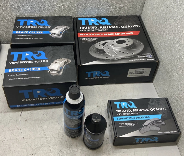 TRQ Brake Pad Rotor And Caliper Set Front BKA45823