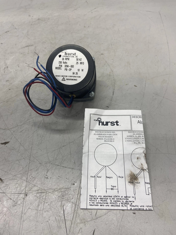 Hurst Synchronous Gearmotor 30 RPM 230VAC 10W 3204-083