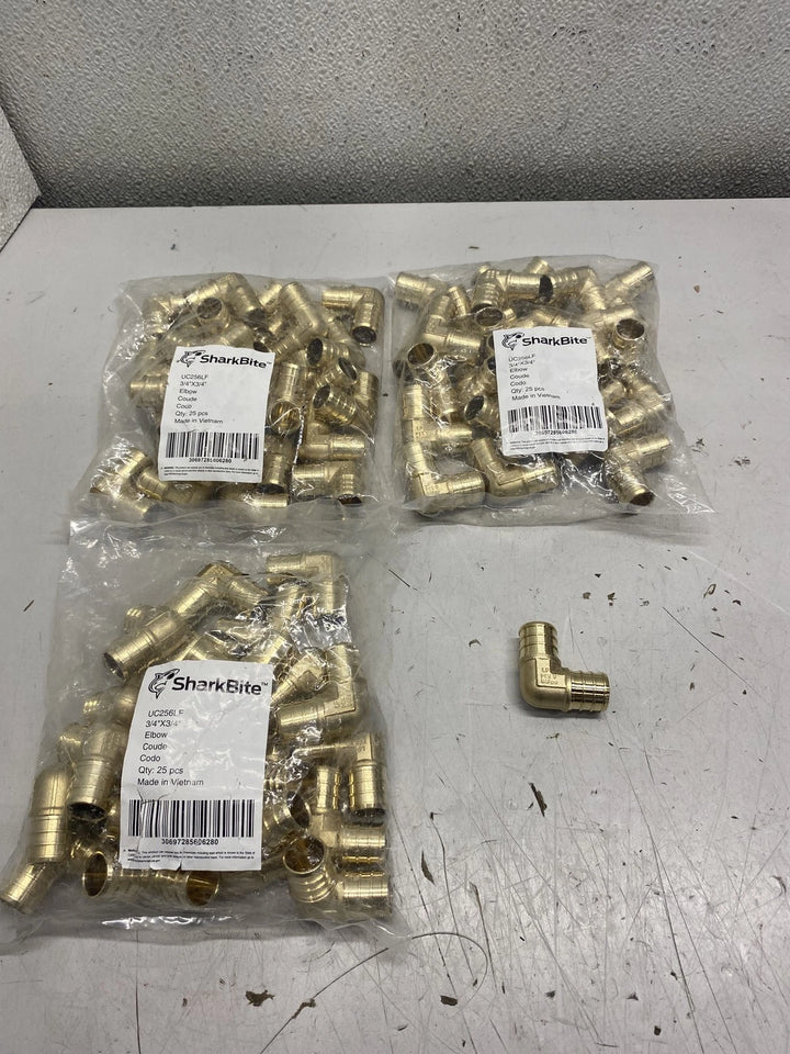 SharkBite 3/4-in Brass 90 Degree Elbow 25 Pack Lot of 3 75 Total UC256LF