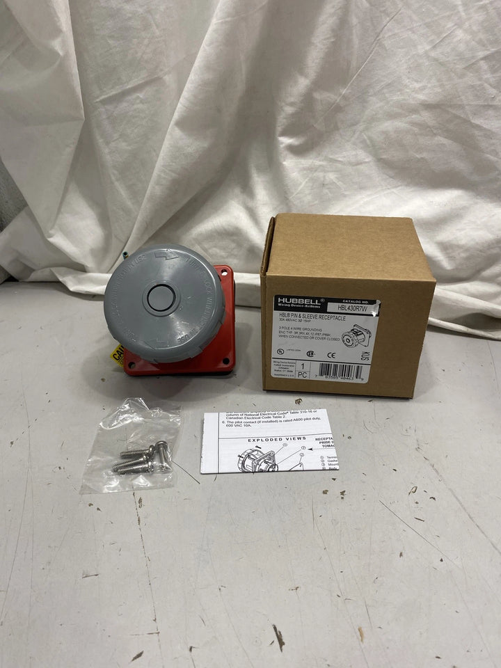 Hubbell HBL430R7W 30 Amp 480 Volt 3-Pole Watertight IEC Pin/Sleeve Receptacle
