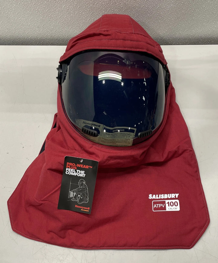 Salisbury Arc Flash Hood 4 PPE CAT Polycarbonate Window Red FH100PRG-RT-PP