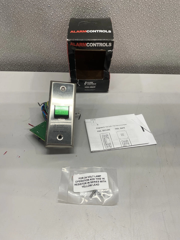 Alarm Controls TS-9T Green Illuminated Rectangular Push to Exit Button
