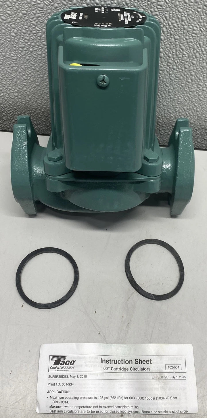 Taco Flanged In-Line Cast Iron Booster Pump 1/8HP 0010-F3
