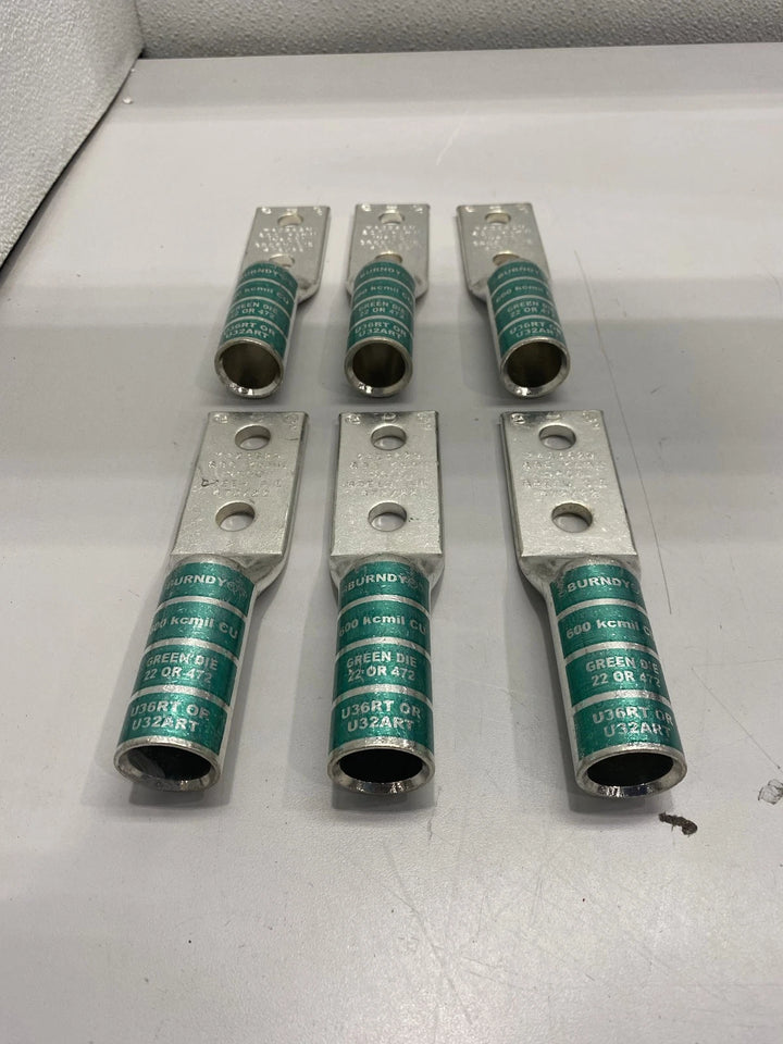 Box of 6 Burndy 600 kcmil CU 2 Hole 1/2 Stud Size 1-3/4 YAZ362N