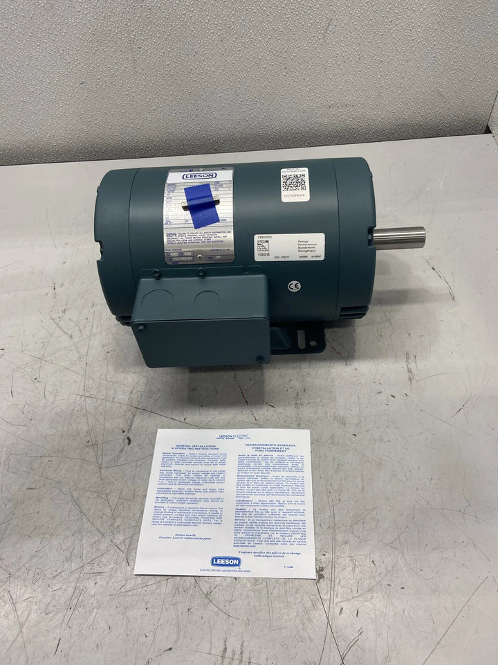 Leeson 1 1/2 HP 1800 RPM 3 Phase 208-230/460 V Electric Motor U759