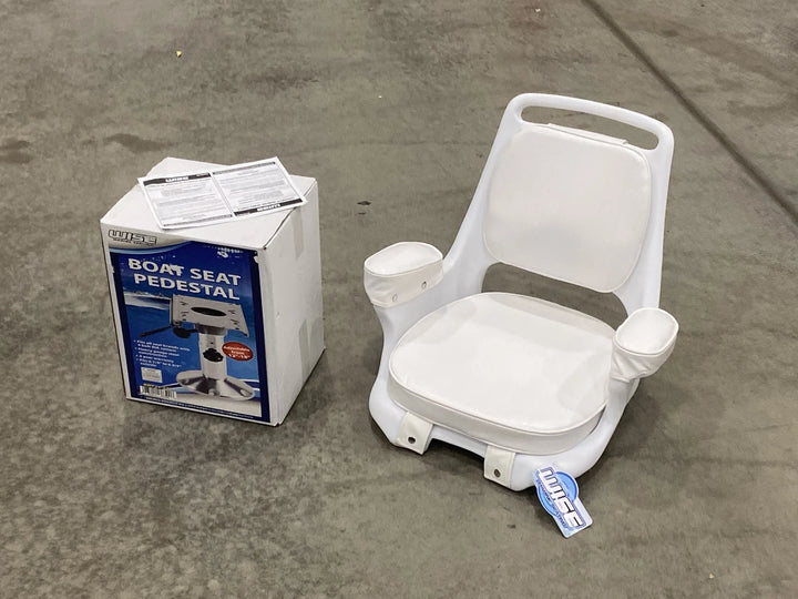 Wise Captain's Chair Package w/ 12"-18" Adjustable Pedestal & Slide - White