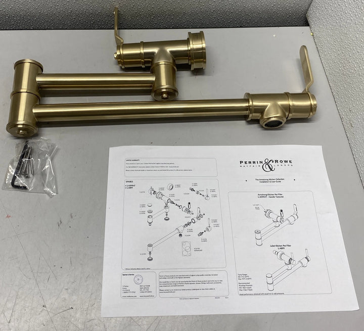 Rohl Armstrong 1.8 GPM Wall Mount Pot Filler with Lever Handles U.4599HT-SEG-2
