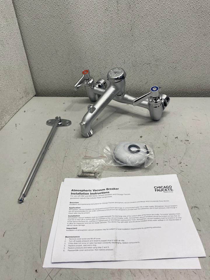 Chicago Faucet WWG897-RCF Rough Chrome 2-Handle Wall-Mount Service Sink Faucet