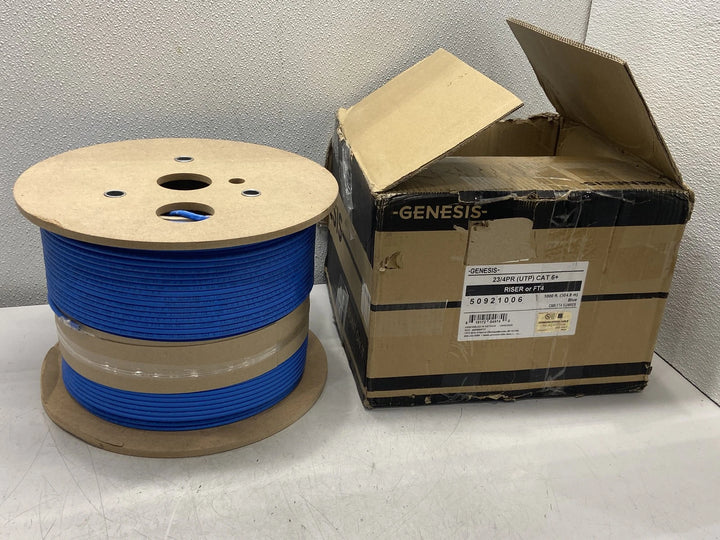 Genesis 23/4pr Cat6+ Riser Cable 1000ft Reel Blue 50921006