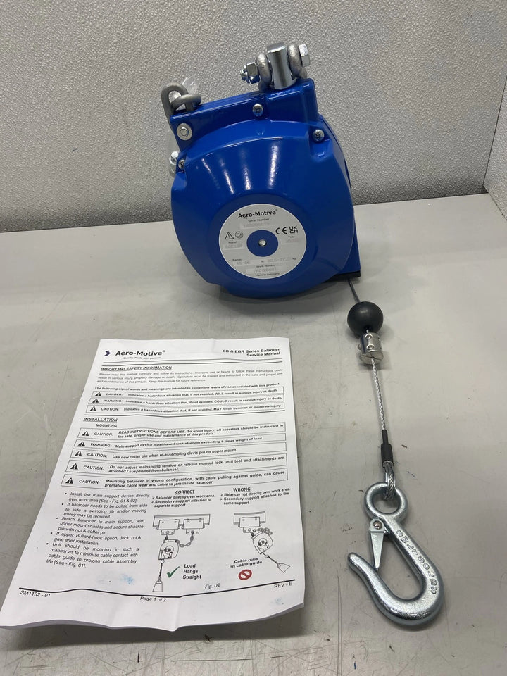 Aero-Motive Tool Balancer Ratchet Locking 1.5M Cable 45-60 Lbs 60EBSR