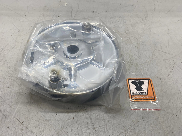 V-Twin Manufacturing Rear Mechanical Brake Backing Plate Kit Chrome 22-0040