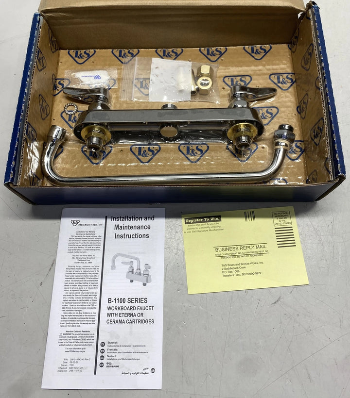 T&S 2-Handle Wall-Mounted Workboard Faucet B-1123